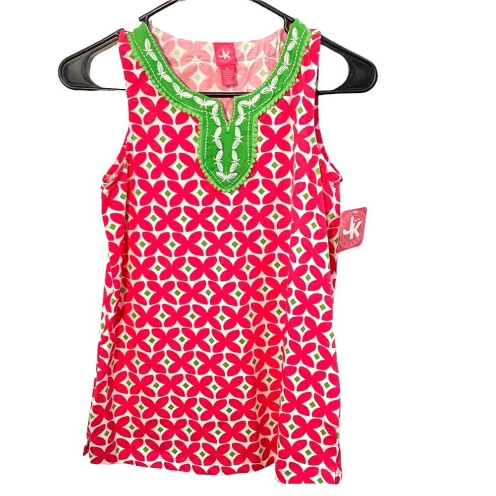 J KHAKI JK GIRLS Shirt Top Tank Blouse Pink Green Size XL coral cast April NWT